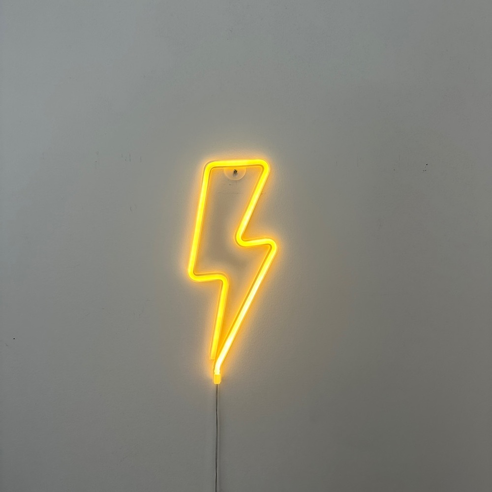 Neon lightning bolt sign for room decor